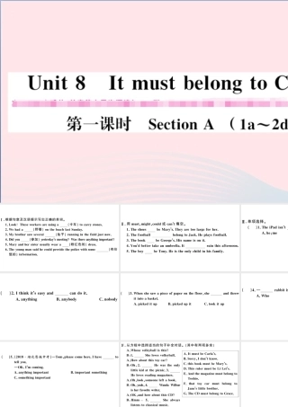 （山西专版）秋九年级英语全册 Unit 8 It must belong to Carla第一课时习题课件（新版）人教新目标版-（新版）人教新目标版初中九年级全册英语课件