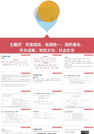 （山西专用）中考历史一轮复习 第三单元 中国现代史（至今）主题四 民族团结、祖国统一、国防建设、外交成就、科技文化、社会生活课件-人教版初中九年级全册历史课件