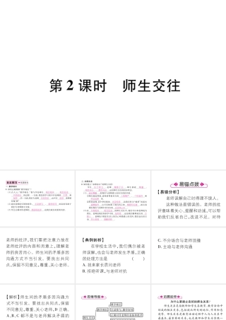 （山西专版）七年级道德与法治上册 第3单元 师长情谊 第6课 师生之间 第2框 师生交往习题课件 新人教版-新人教版初中七年级上册政治课件