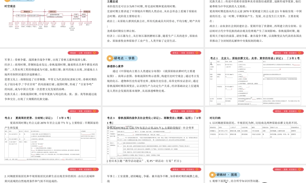 （山西专用）中考历史一轮复习 第一单元 中国古代史（前）主题一 中华文明的起源、国家的产生和社会的变革课件-人教版初中九年级全册历史课件