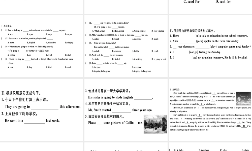 （广东专版）秋八年级英语上册 Unit 6 I’m going to study computer science（第2课时）习题课件 （新版）人教新目标版-（新版）人教新目标版初中八年级上册英语课件