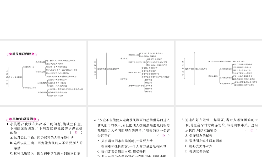 （山西专版）七年级道德与法治上册 第二单元总结提升习题课件 新人教版-新人教版初中七年级上册政治课件