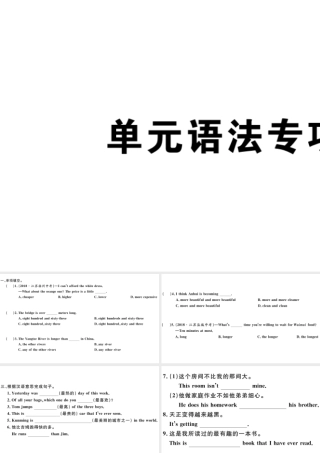 （广东专版）八年级英语下册 Unit 7 What’s the highest mountain in the world单元语法专项习题课件（新版）人教新目标版-（新版）人教新目标版初中八年级下册英语课件