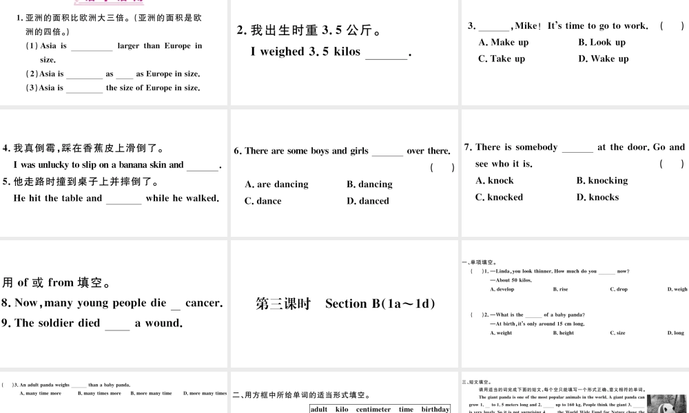 （广东专版）八年级英语下册 Unit 7 What’s the highest mountain in the world第三课时习题课件（新版）人教新目标版-（新版）人教新目标版初中八年级下册英语课件