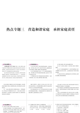 （山西专版）七年级道德与法治上册 热点专题3 营造和谐家庭 承担家庭责任习题课件 新人教版-新人教版初中七年级上册政治课件