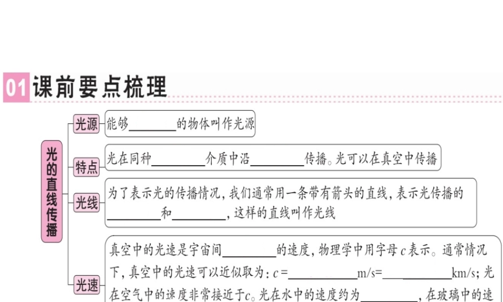 （广东专用）八年级物理上册 第四章 第1节 光的直线传播习题课件 （新版）新人教版-（新版）新人教版初中八年级上册物理课件
