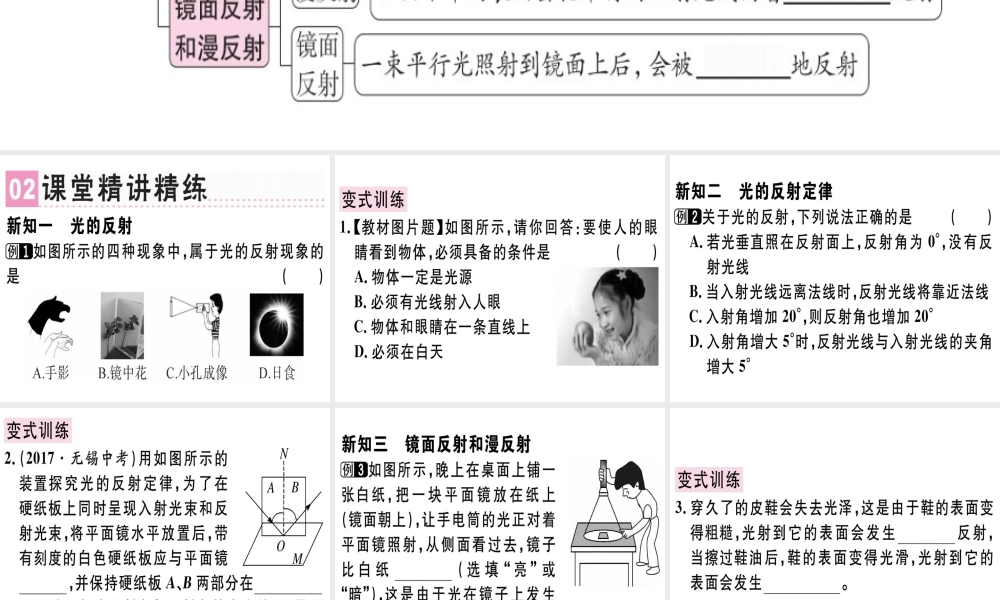 （广东专用）八年级物理上册 第四章 第2节 光的反射习题课件 （新版）新人教版-（新版）新人教版初中八年级上册物理课件