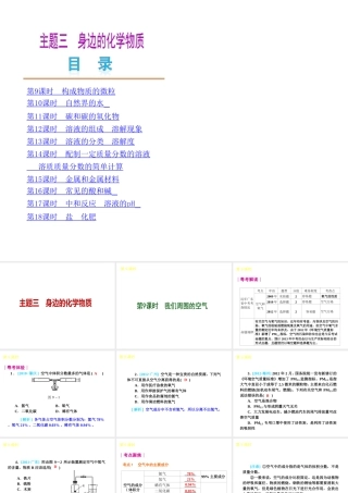 （广东专用）2013届中考化学复习方案 主题三 身边的化学物质课件