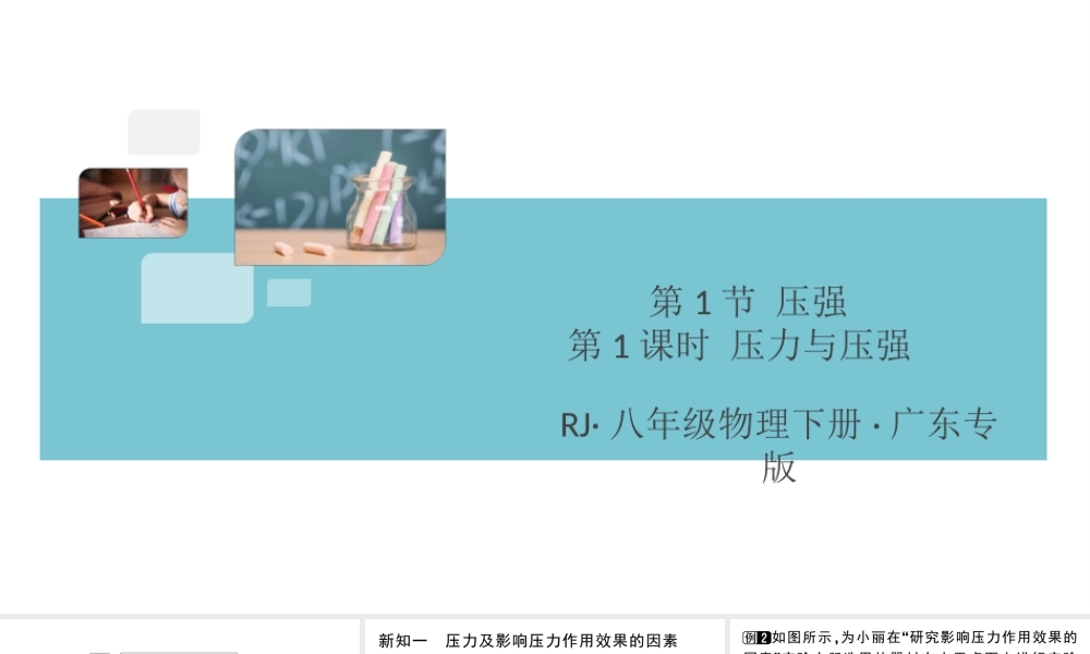 （广东专版）春八年级物理下册 第九章 压强 第1节 压强 第1课时 压力与压强同步练习课件 （新版）新人教版-（新版）新人教版初中八年级下册物理课件