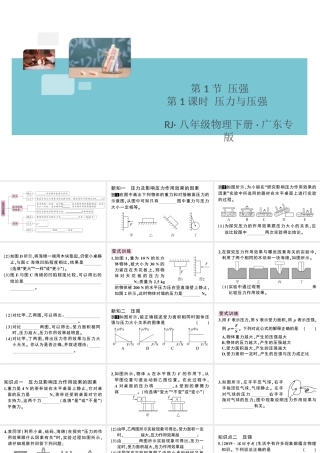 （广东专版）春八年级物理下册 第九章 压强 第1节 压强 第1课时 压力与压强同步练习课件 （新版）新人教版-（新版）新人教版初中八年级下册物理课件