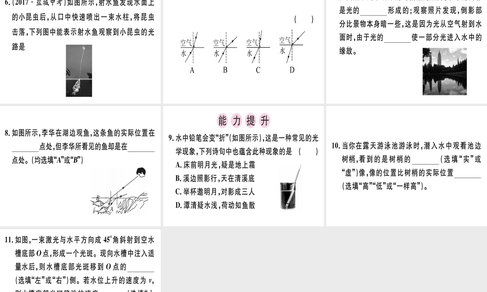 （广东专用）八年级物理上册 第四章 第4节 光的折射习题课件 （新版）新人教版-（新版）新人教版初中八年级上册物理课件