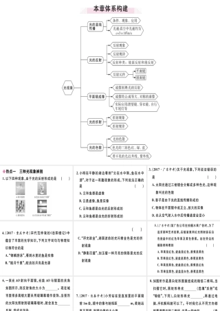 （广东专用）八年级物理上册 第四章 光现象小结与复习习题课件 （新版）新人教版-（新版）新人教版初中八年级上册物理课件