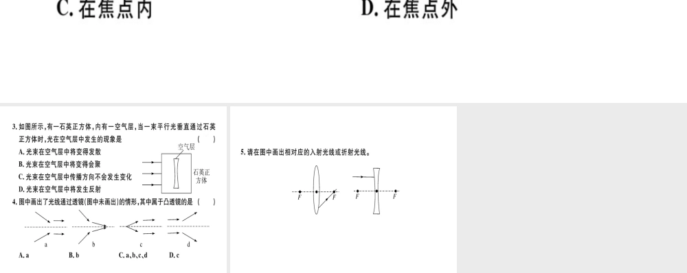 （广东专用）八年级物理上册 第五章 第1节 透镜8分钟小练习课件 （新版）新人教版-（新版）新人教版初中八年级上册物理课件