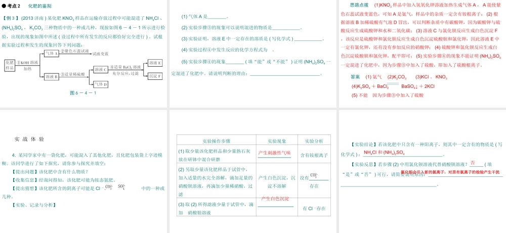 （广东专用）2015年中考化学参考复习 第六部分 专题四 物质的检验与鉴别课件