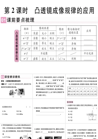 （广东专用）八年级物理上册 第五章 第3节 凸透镜成像的规律（第2课时 凸透镜成像规律的应用）习题课件 （新版）新人教版-（新版）新人教版初中八年级上册物理课件