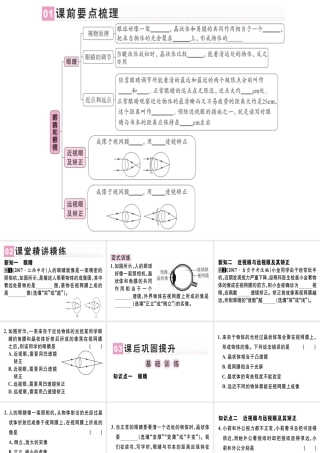 （广东专用）八年级物理上册 第五章 第4节 眼睛和眼镜习题课件 （新版）新人教版-（新版）新人教版初中八年级上册物理课件