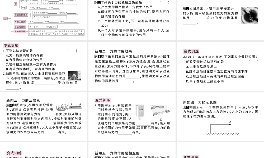 （广东专版）春八年级物理下册 第七章 力 第1节 力同步练习课件 （新版）新人教版-（新版）新人教版初中八年级下册物理课件