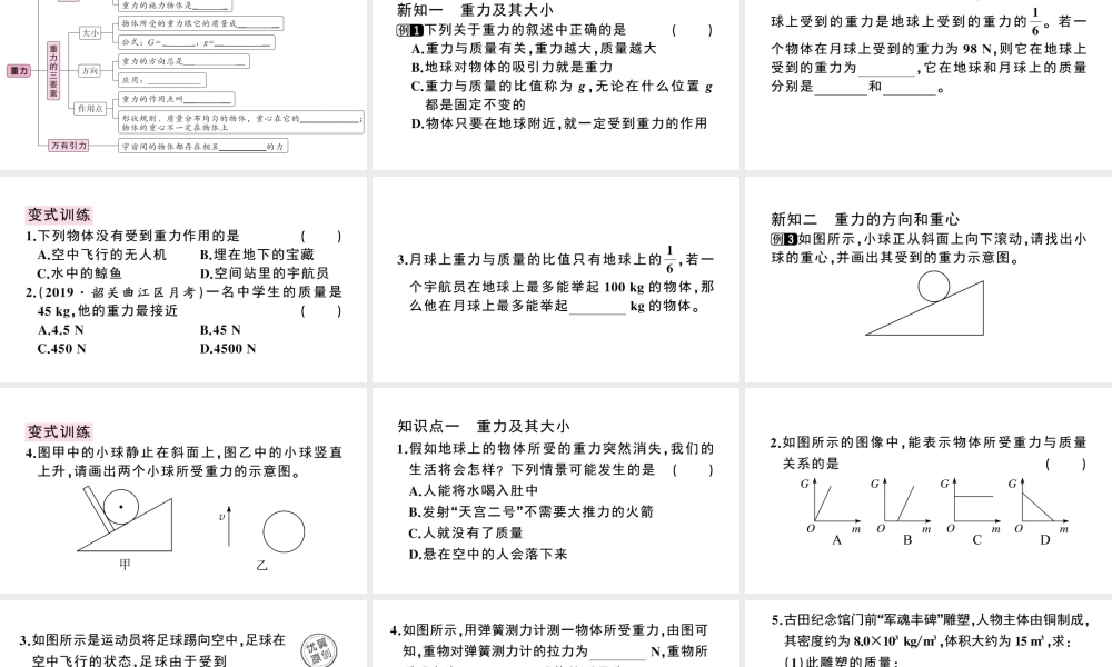 （广东专版）春八年级物理下册 第七章 力 第3节 重力同步练习课件 （新版）新人教版-（新版）新人教版初中八年级下册物理课件