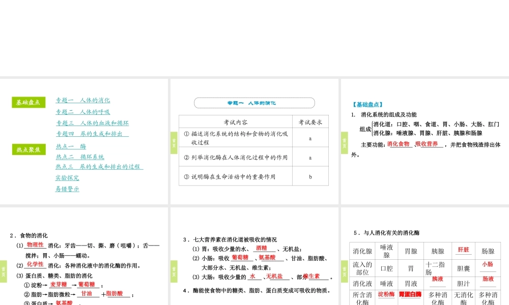（小复习）浙江省2014年中考科学专题复习 第6课 新陈代谢三课件