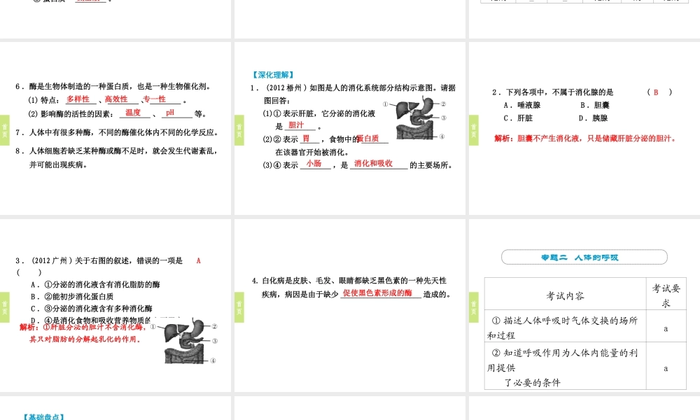 （小复习）浙江省2014年中考科学专题复习 第6课 新陈代谢三课件