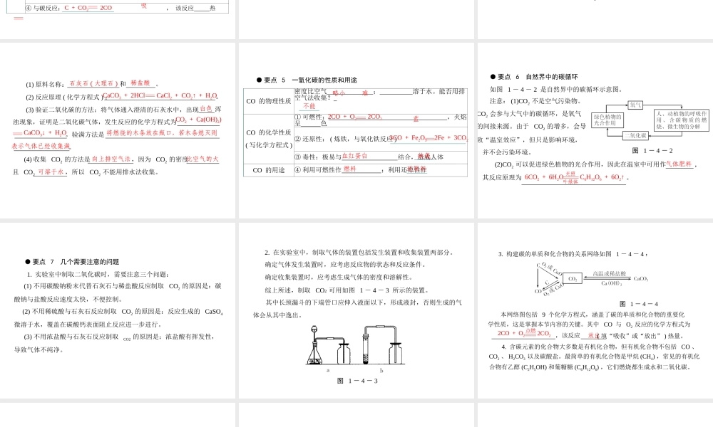 （广东专用）2015年中考化学参考复习 第一部分 第四节 碳和碳的氧化物课件