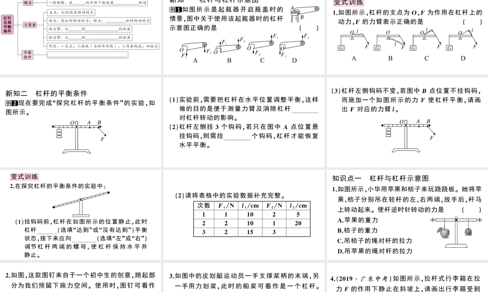 （广东专版）春八年级物理下册 第十二章 简单机械 第1节 杠杆 第1课时 杠杆及其平衡条件同步练习课件 （新版）新人教版-（新版）新人教版初中八年级下册物理课件