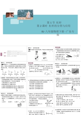 （广东专版）春八年级物理下册 第十二章 简单机械 第1节 杠杆 第2课时 杠杆的分类与应用同步练习课件 （新版）新人教版-（新版）新人教版初中八年级下册物理课件