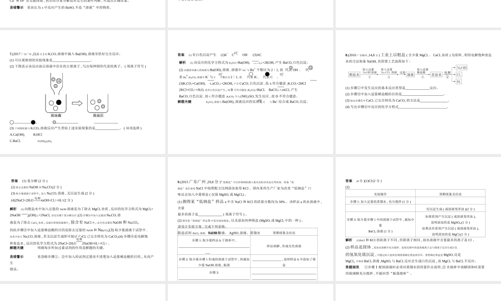 （广东专用）中考化学复习 专题六 盐 化学肥料（试卷部分）课件-人教版初中九年级全册化学课件