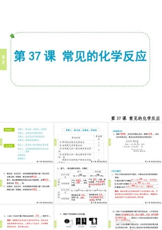 （小复习）浙江省2014年中考科学专题复习 第37课 常见的化学反应课件