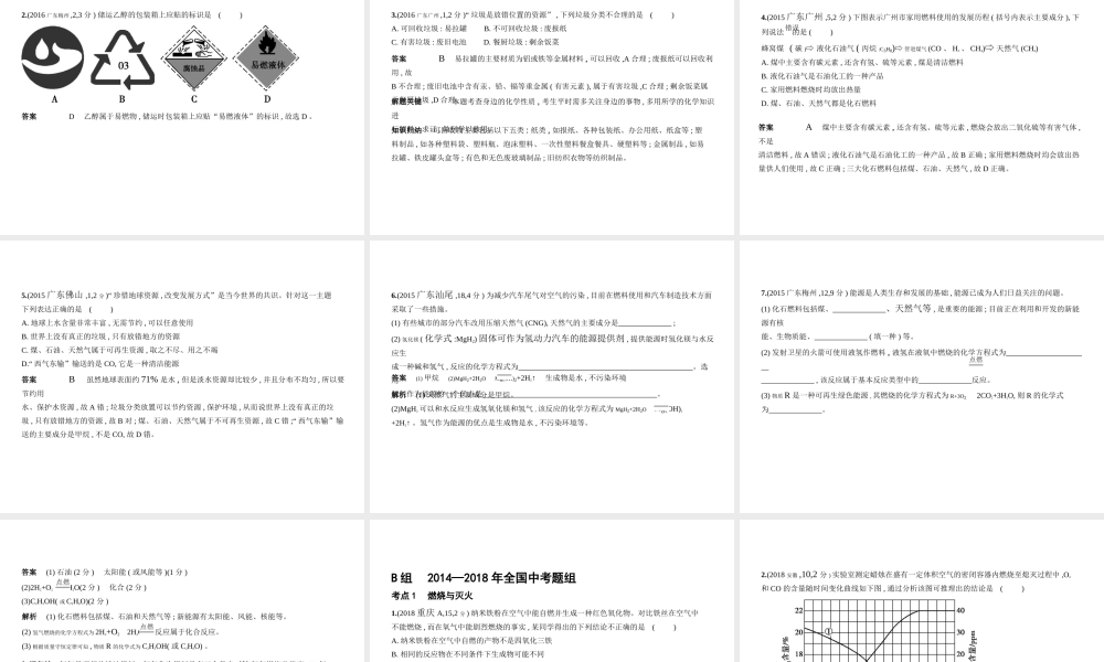 （广东专用）中考化学复习 专题十 化学与能源（试卷部分）课件-人教版初中九年级全册化学课件