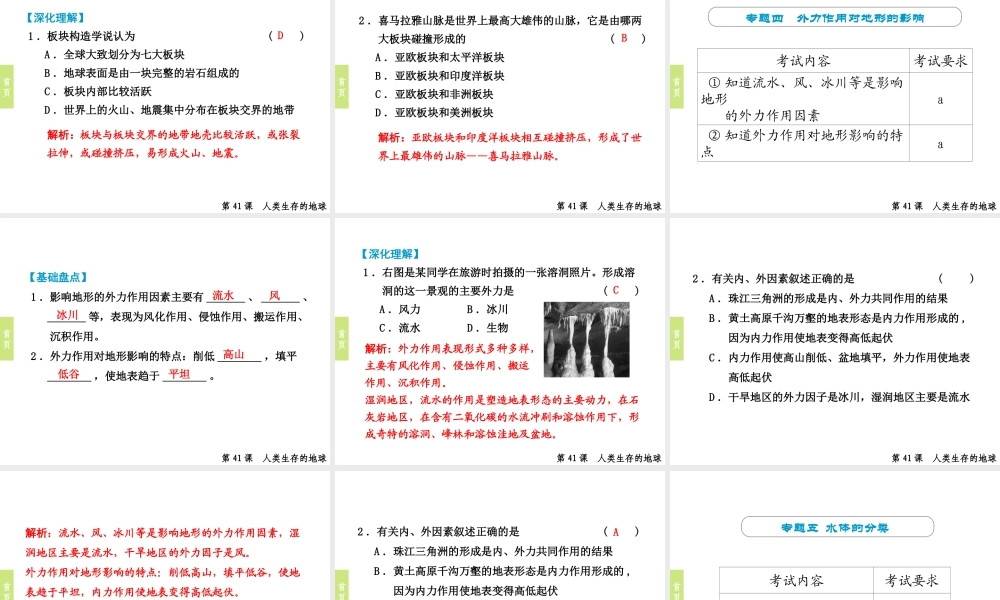 （小复习）浙江省2014年中考科学专题复习 第41课 人类生存的地球课件
