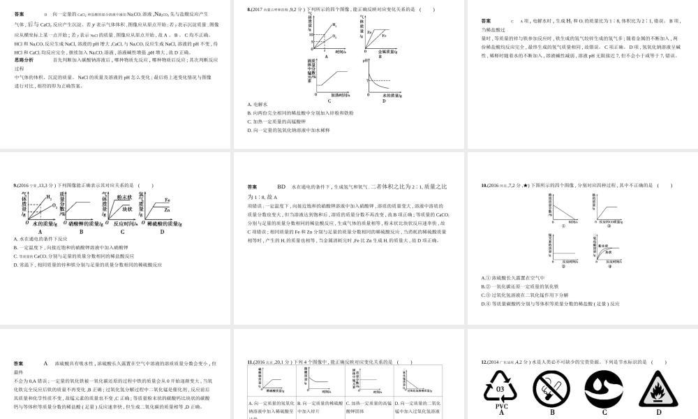 （广东专用）中考化学复习 专题十九 化学图表题（试卷部分）课件-人教版初中九年级全册化学课件