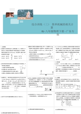 （广东专版）春八年级物理下册 第十二章 简单机械 综合训练（三）简单机械的相关计算同步练习课件 （新版）新人教版-（新版）新人教版初中八年级下册物理课件