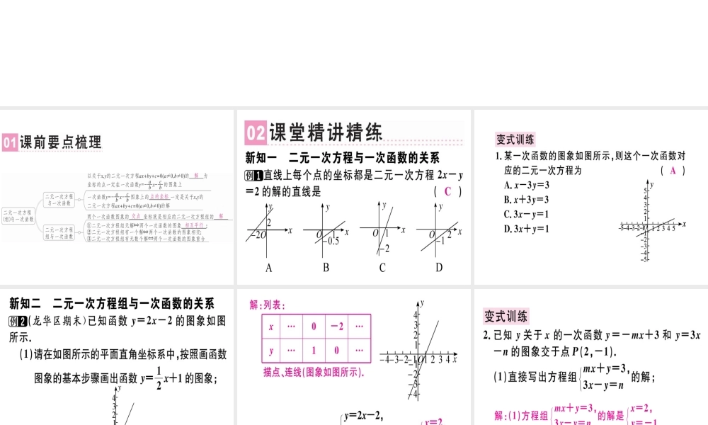 （广东专版）秋八年级数学上册 第五章《二元一次方程组》5.6 二元一次方程与一次函数习题讲评课件 （新版）北师大版-（新版）北师大版初中八年级上册数学课件