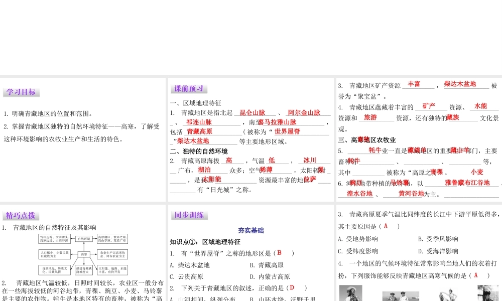 （广东专版）八年级地理下册 第六章 第四节 青藏地区课件 （新版）粤教版-（新版）粤教版初中八年级下册地理课件