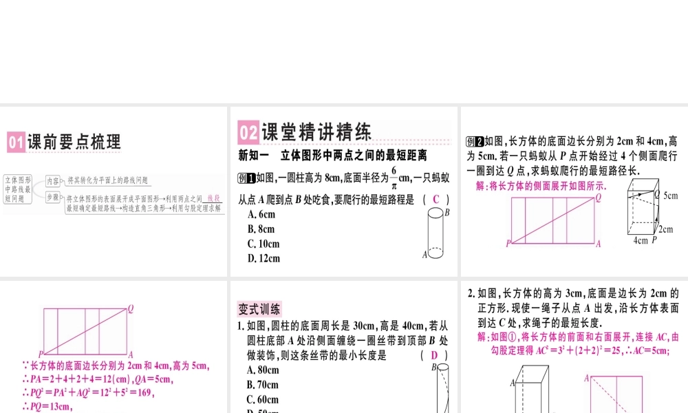 （广东专版）秋八年级数学上册 第一章《勾股定理》1.3 勾股定理的应用习题讲评课件 （新版）北师大版-（新版）北师大版初中八年级上册数学课件