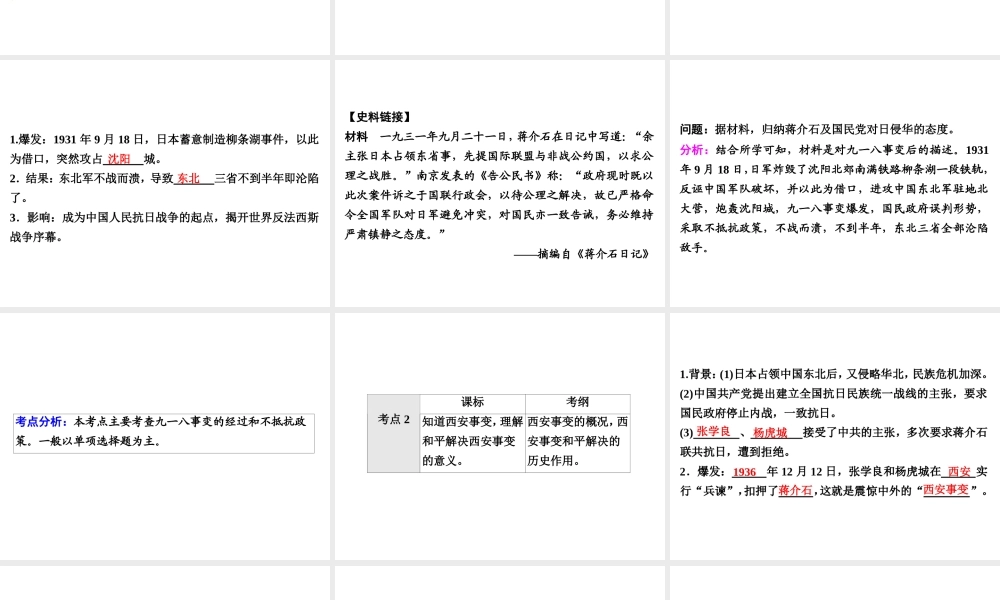 （广东专用）中考历史高分突破复习 第二部分 中国近代史 第六单元 中华民族的抗日战争（讲义）课件-人教版初中九年级全册历史课件