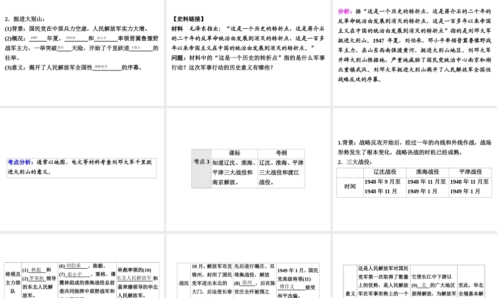 （广东专用）中考历史高分突破复习 第二部分 中国近代史 第七单元 人民解放战争的胜利（讲义）课件-人教版初中九年级全册历史课件