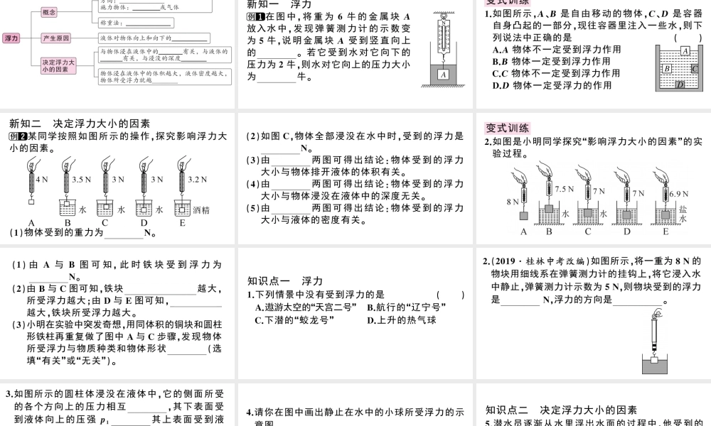 （广东专版）春八年级物理下册 第十章 浮力 第1节 浮力同步练习课件 （新版）新人教版-（新版）新人教版初中八年级下册物理课件