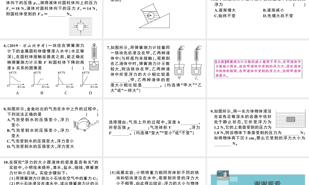 （广东专版）春八年级物理下册 第十章 浮力 第1节 浮力同步练习课件 （新版）新人教版-（新版）新人教版初中八年级下册物理课件
