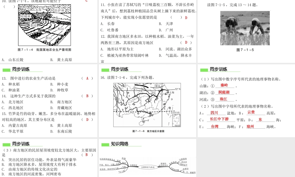 （广东专版）八年级地理下册 第七章 第一节 自然特征与农业导学练课件 （新版）新人教版-（新版）新人教版初中八年级下册地理课件