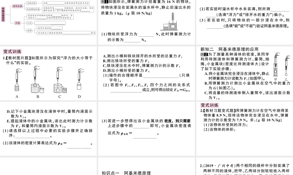 （广东专版）春八年级物理下册 第十章 浮力 第2节 阿基米德原理同步练习课件 （新版）新人教版-（新版）新人教版初中八年级下册物理课件