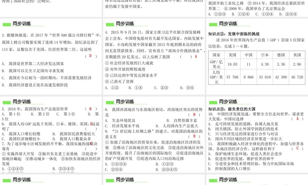 （广东专版）八年级地理下册 第十章 中国在世界中导学练课件 （新版）新人教版-（新版）新人教版初中八年级下册地理课件