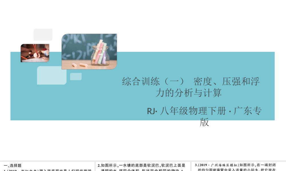 （广东专版）春八年级物理下册 第十章 浮力综合训练（一）密度、压强和浮力的分析与计算同步练习课件 （新版）新人教版-（新版）新人教版初中八年级下册物理课件