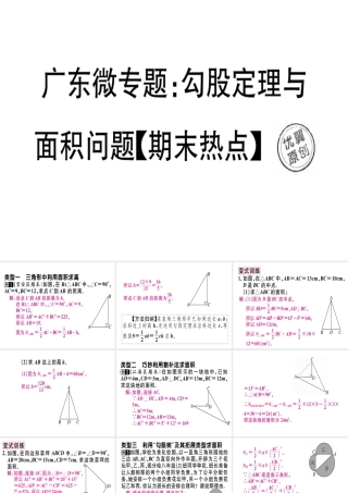 （广东专版）秋八年级数学上册 微专题 勾股定理与面积问题期末热点习题讲评课件 （新版）北师大版-（新版）北师大版初中八年级上册数学课件