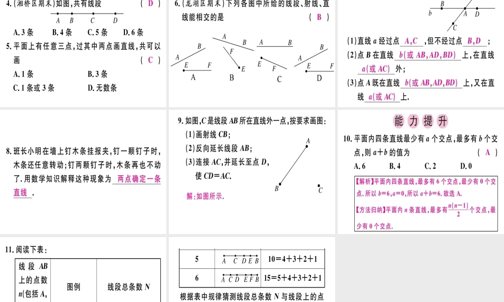 （广东专用）秋七年级数学上册 第四章 几何图形初步 第4课时 直线、射线、线段（1）课堂精讲课件 （新版）新人教版-（新版）新人教版初中七年级上册数学课件