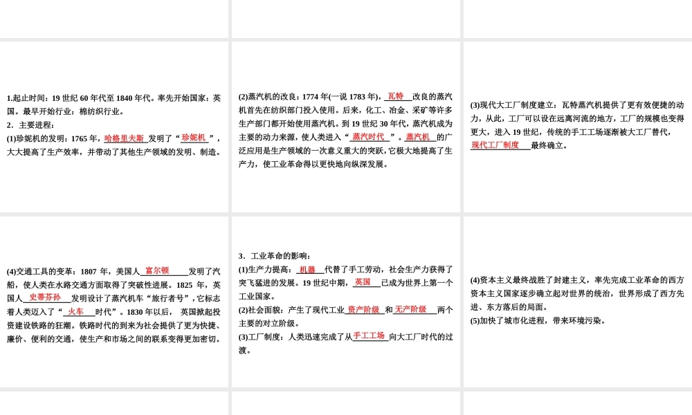 （广东专用）中考历史高分突破复习 第五部分 世界近代史 第二单元 工业革命、马克思主义、资本主义制度的扩展（讲义）课件-人教版初中九年级全册历史课件