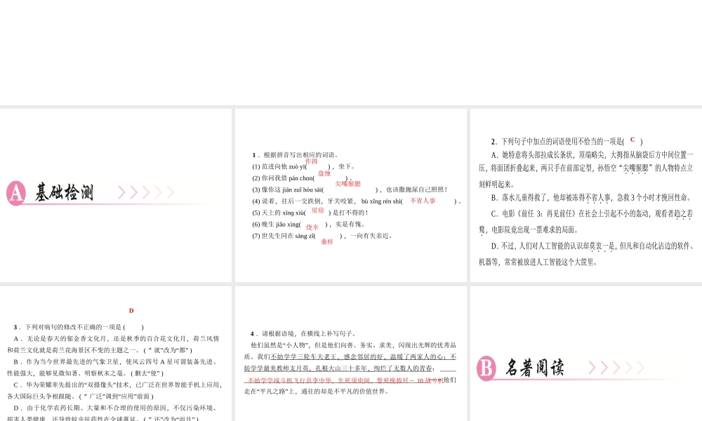 （广东专版）秋九年级语文上册 第六单元 22 范进中举习题课件 新人教版-新人教版初中九年级上册语文课件