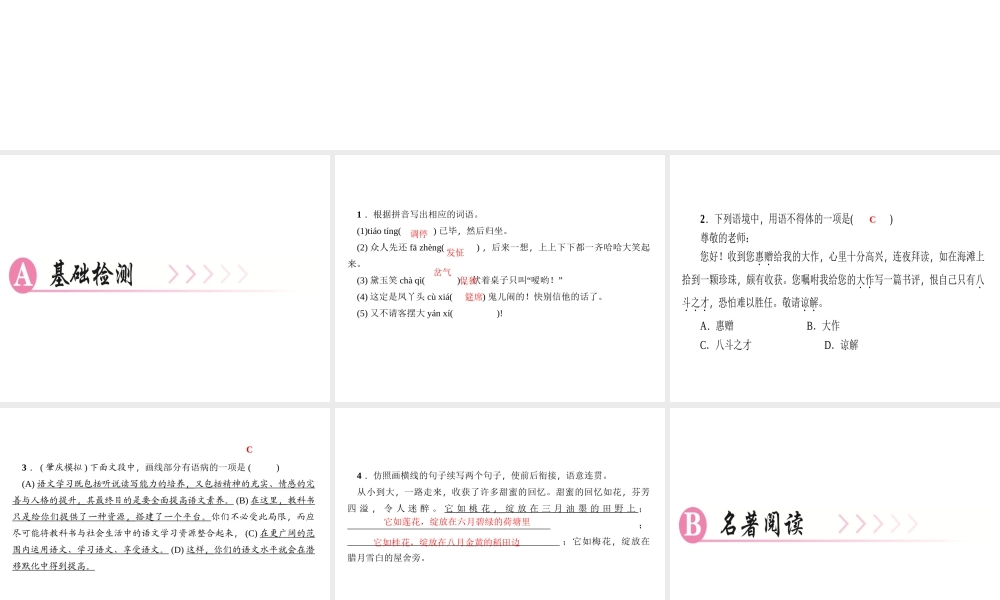 （广东专版）秋九年级语文上册 第六单元 24 刘姥姥进大观园习题课件 新人教版-新人教版初中九年级上册语文课件