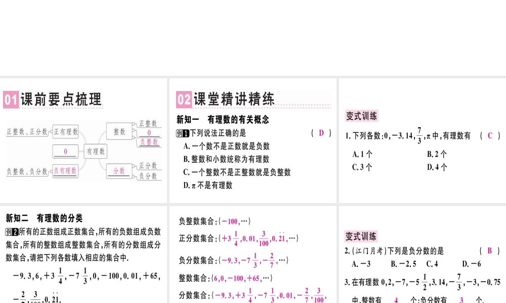 （广东专用）秋七年级数学上册 第一章 有理数 第2课时 有理数课堂精讲课件 （新版）新人教版-（新版）新人教版初中七年级上册数学课件